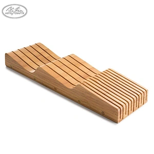 Countertop Convenient Knives Storage Organizer 100% Pure Bamboo In Drawer Knife Block