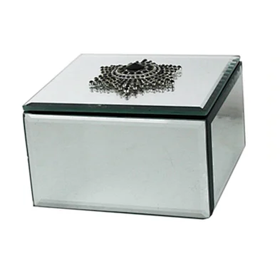Customized velvet glass jewellery organizer box  flower buckle jewelry box