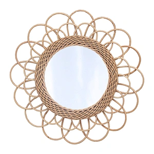 Home decorative Rattan round wall mirror creative art decoration mirror living room entrance mirrors decor wall