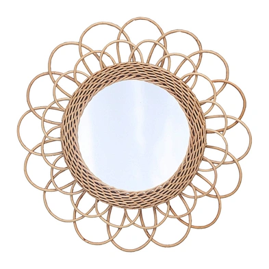 Home decorative Rattan round wall mirror creative art decoration mirror living room entrance mirrors decor wall
