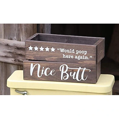 Customized Rustic Wood Organizer Toilet Paper Holder Bathroom Decor Storage Box