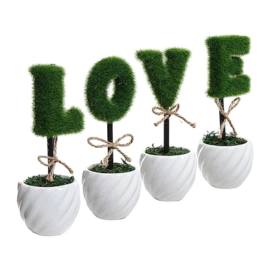 Home decor 4PCS Flocking LOVE simulation plant pot Wedding decoration shooting props simulation plant pot