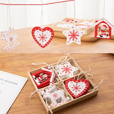 Christmas Decorations Wooden Hollow Christmas Tree Small Wooden Bell Pendant Christmas gifts
