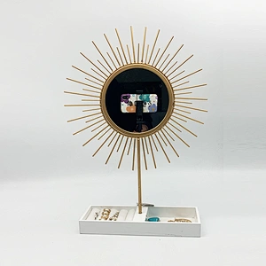 Customized sun shaped jewelry stand organizer  jewelry necklace ring earring display stand with mirror