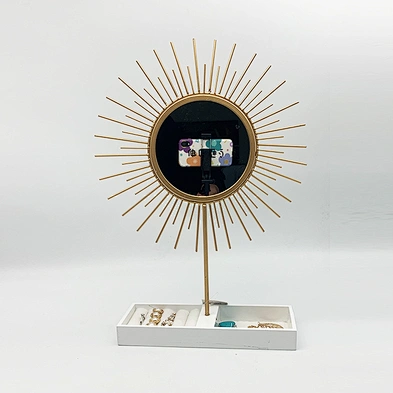 Customized sun shaped jewelry stand organizer  jewelry necklace ring earring display stand with mirror