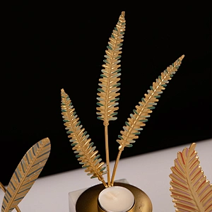 Customized Home Decor Different Leaves Shaped Metal Tealight Candle Holder