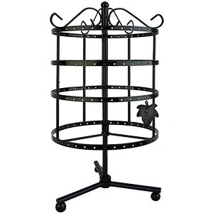 4 Tiers Black Rotating Spin Table 92 Pairs Earring Organizer Metal Earring Holder