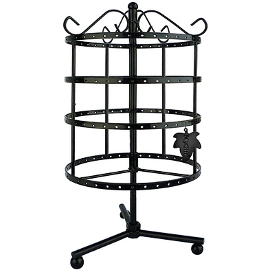4 Tiers Black Rotating Spin Table 92 Pairs Earring Organizer Metal Earring Holder