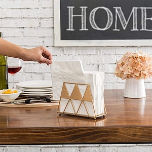 Modern Gold-Tone Geometric Triangle Metal Napkin Holder