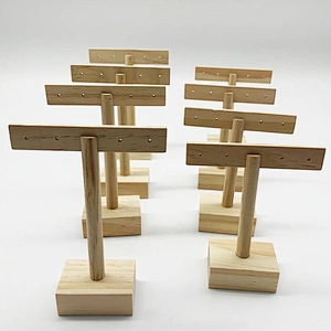 Wholesale customized  T shaped earring holder stand wooden earring jewelry stand display