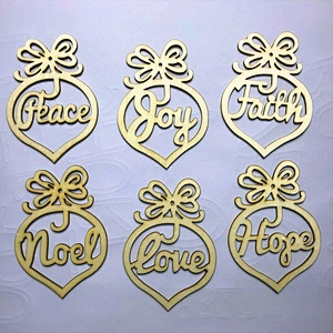 6Pcs DIY Wooden Ornament Xmas Tree Hanging Tags Pendant Decor Christmas Decorations