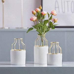 Iron Frame Flower Pot  Home Decor Ceramic Plant Pot Northern Europe Style Flower Pot With Many Colors