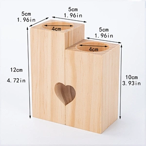 Christmas Gift Set of 2 Home Decor Heart-shaped Romantic Cute Decorative Wood Tea Light Candle Holders