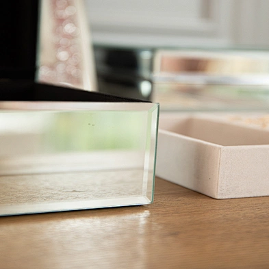 Customized Luxury Mini Mirrored Glass Trinket Box Glass Jewellery Box