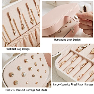 PU Leather Jewelry Box Organizer Travel Jewelry Case Rings Earring Necklace travel jewelry organizer box