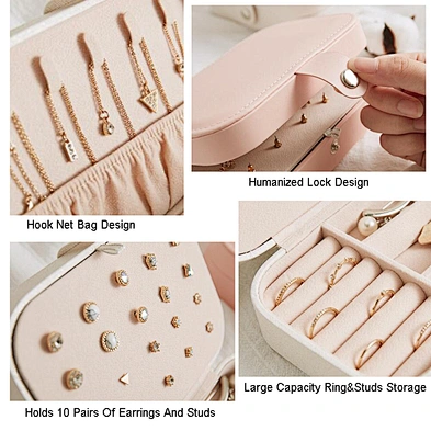 PU Leather Jewelry Box Organizer Travel Jewelry Case Rings Earring Necklace travel jewelry organizer box