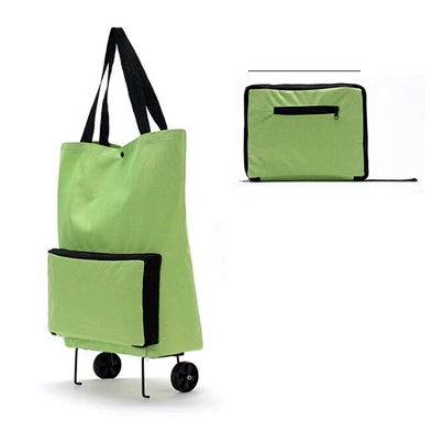Customized Oxford ClothTrolley Bags Folding Shopping Cart Bag Reusable Green Grocery Bags with Wheels