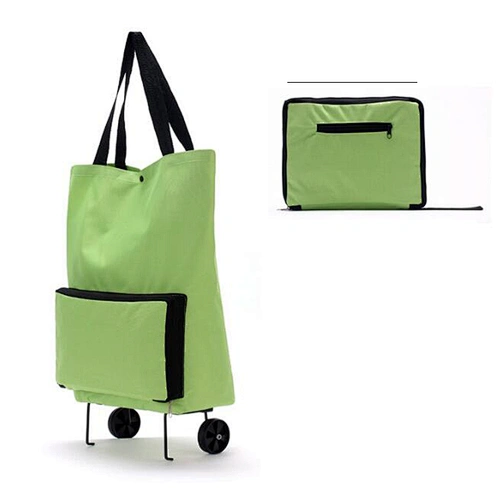 Customized Oxford ClothTrolley Bags Folding Shopping Cart Bag Reusable Green Grocery Bags with Wheels