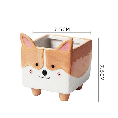 Fast Delivery Cute Plant Ceramic Pots Hedgehog Bunny Puppy Small Animal Succulent Flower Pot