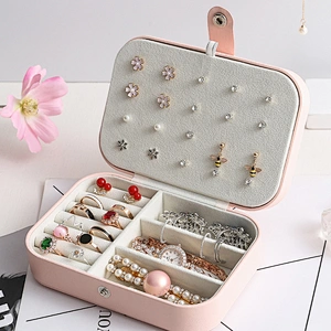 PU Leather Jewelry Box Organizer Travel Jewelry Case Rings Earring Necklace travel jewelry organizer box
