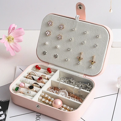 PU Leather Jewelry Box Organizer Travel Jewelry Case Rings Earring Necklace travel jewelry organizer box