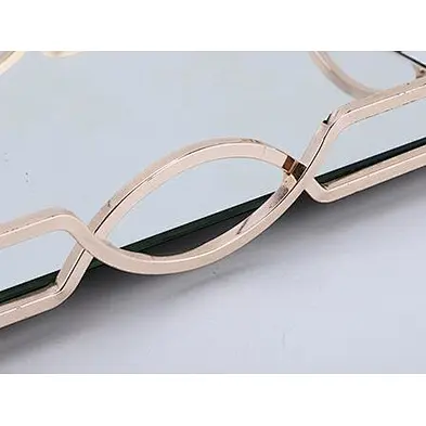 Home Decor Gold Mirror Tray Decorative Glass Table Top Perfume Vanity Metal Jewelry Makeup Mirror Tray Organizer