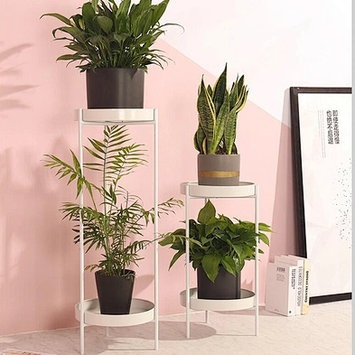 2pcs Modern Plant Stand Round Corner Metal Flower Pot Rack for Indoor Outdoor Potted Home Decorative Flower Stand
