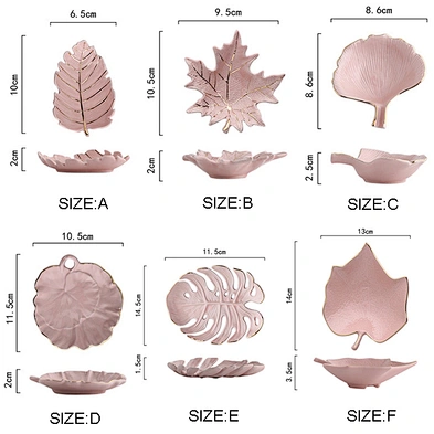 Nordic Light Luxury Leaf Jewelry Plate Tray Ring Earring Necklace  Storage Ceramic Trinket Jewelry Dish
