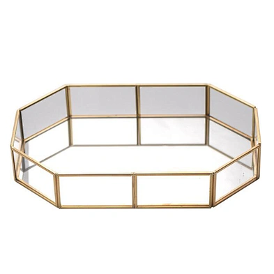 Mirror Tray Glass Tabletop Perfume Vanity Home Decor Jewelry Metallic Gold Metal Mirror Decorative Tray