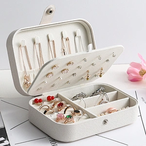 PU Leather Jewelry Box Organizer Travel Jewelry Case Rings Earring Necklace travel jewelry organizer box