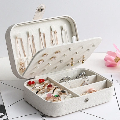 PU Leather Jewelry Box Organizer Travel Jewelry Case Rings Earring Necklace travel jewelry organizer box