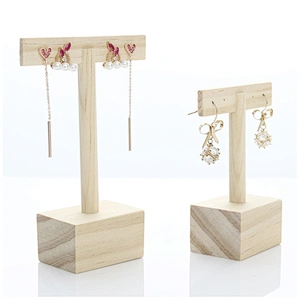 Wholesale customized  T shaped earring holder stand wooden earring jewelry stand display
