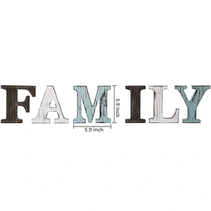 Rustic Multicolor Wood Tabletop Family Letters Sign