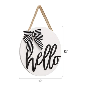 Home Decor White Hello Hanging Sign Farmhouse Office Front Door Decor hello welcome wood signs