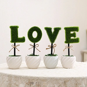 Home decor 4PCS Flocking LOVE simulation plant pot Wedding decoration shooting props simulation plant pot