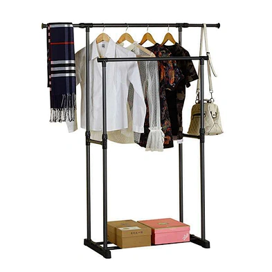 Stainless Two Layers Retractable Clothes Hanger Portable Clothing Hanging Garment Drying Rack