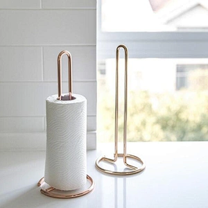 Nordic Style Rose Gold  Creative Iron Paper Towel Free Punch Reusable Standing Kitchen Roll Paper Towel Holder