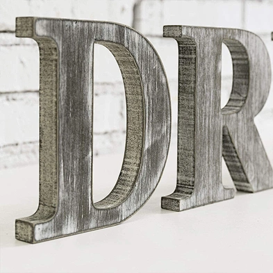 Home Decor Rustic Gray Whitewashed Wood Decorative Table Top Letter Sign