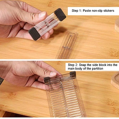 2pcs Strong Secure Hold Adjustable Drawer Divider Expandable Kitchen Adjustable Plastic Drawer Dividers