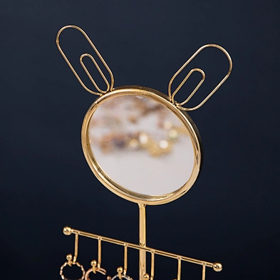 Golden Earring Necklace Bracelet Rock Metal Jewelry Display Stand With Ceramic Tray