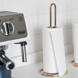 Nordic Style Rose Gold  Creative Iron Paper Towel Free Punch Reusable Standing Kitchen Roll Paper Towel Holder