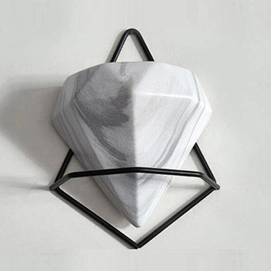 Home Decor Geometric Shaped Marble Pattern White Ceramic Succulent Wall Hanging Flower Planter Pot