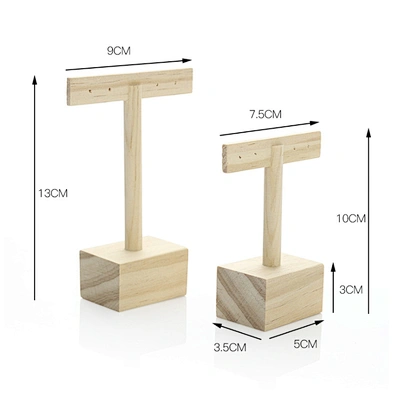 Wholesale customized  T shaped earring holder stand wooden earring jewelry stand display