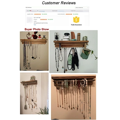 Vintage Hanging Necklace Holder Jewelry Hanger  Rustic Wall Mounted Jewelry Organizer