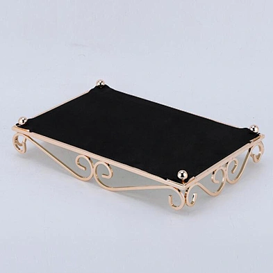 Home decor luxury rose gold mirror tray decorative storage mirror trays