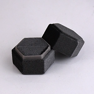In stock vintage mini hexagon velvet jewellery ring box wedding ring box