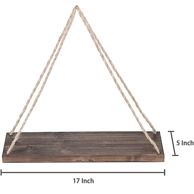 Home Decor  Set of 2 Brown Hanging Shelves Rustic Wood Hanging Swing Rope Floating Shelves