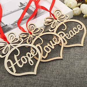 6Pcs DIY Wooden Ornament Xmas Tree Hanging Tags Pendant Decor Christmas Decorations