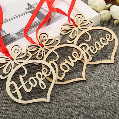 6Pcs DIY Wooden Ornament Xmas Tree Hanging Tags Pendant Decor Christmas Decorations