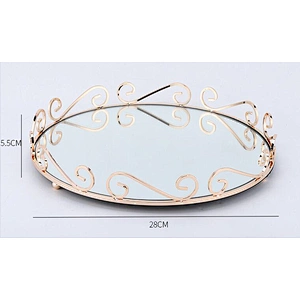 Home Decor Luxury Round Mirrored Perfume Serving Tray Gold Glass Mirror Tray For Vanity Dresser Bathroom